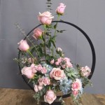 Modern Pastel Rose Crescent Moon Arrangement