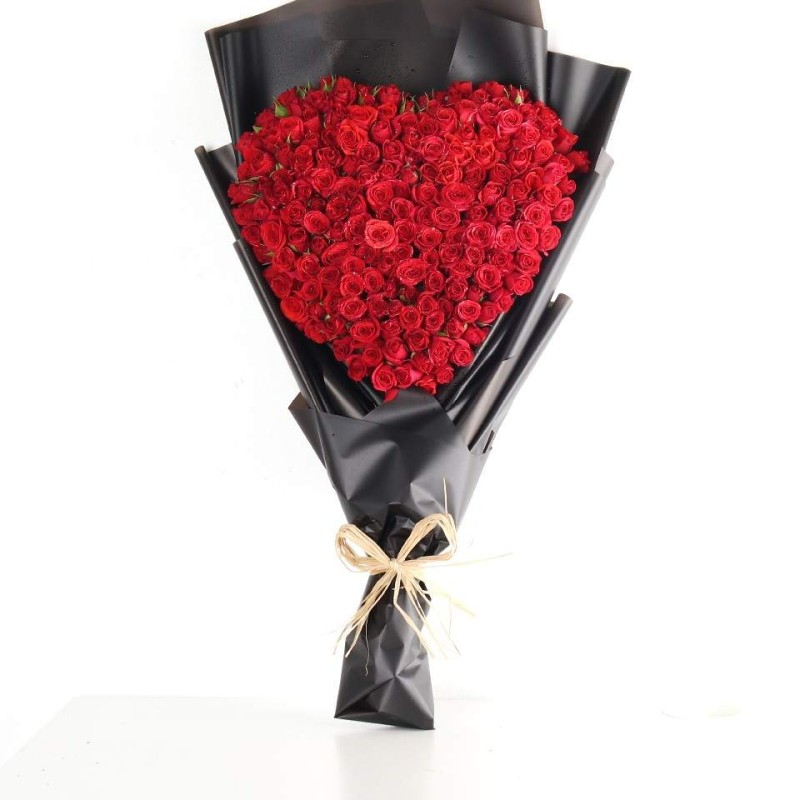 BABY ROSE RED HEART BOUQUET