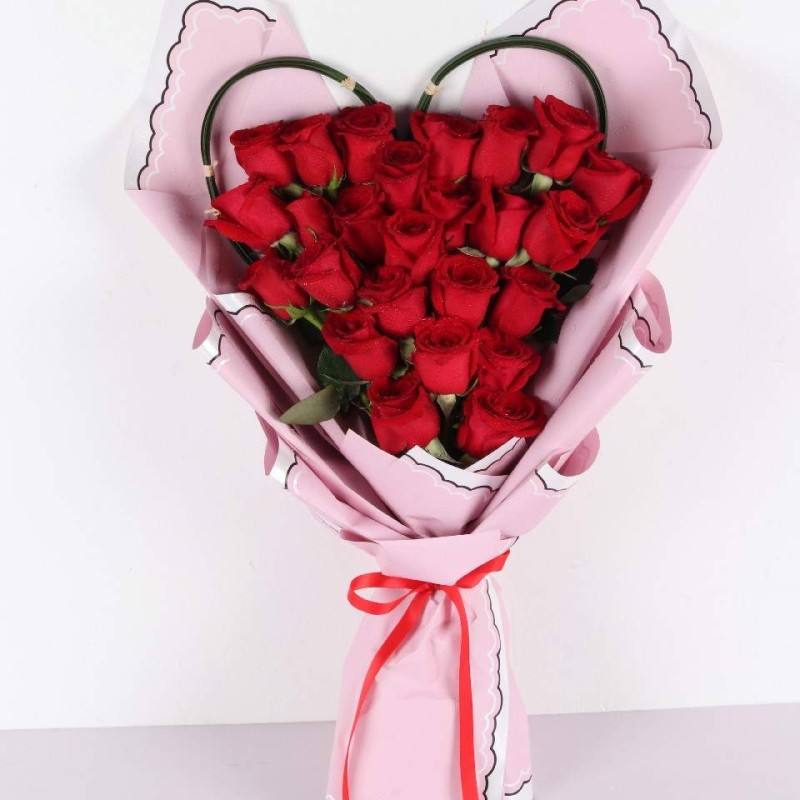 Heart shape Red rose bouquet