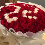 Numerical Red rose and White rose Bouquet