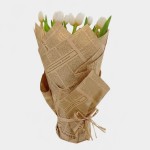 White Tulip with News Paper Bouquet