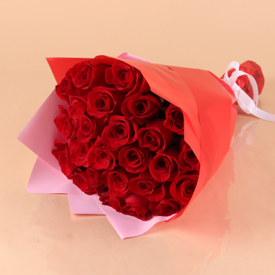 Best Wishes - 25pcs Red Rose Bouquet