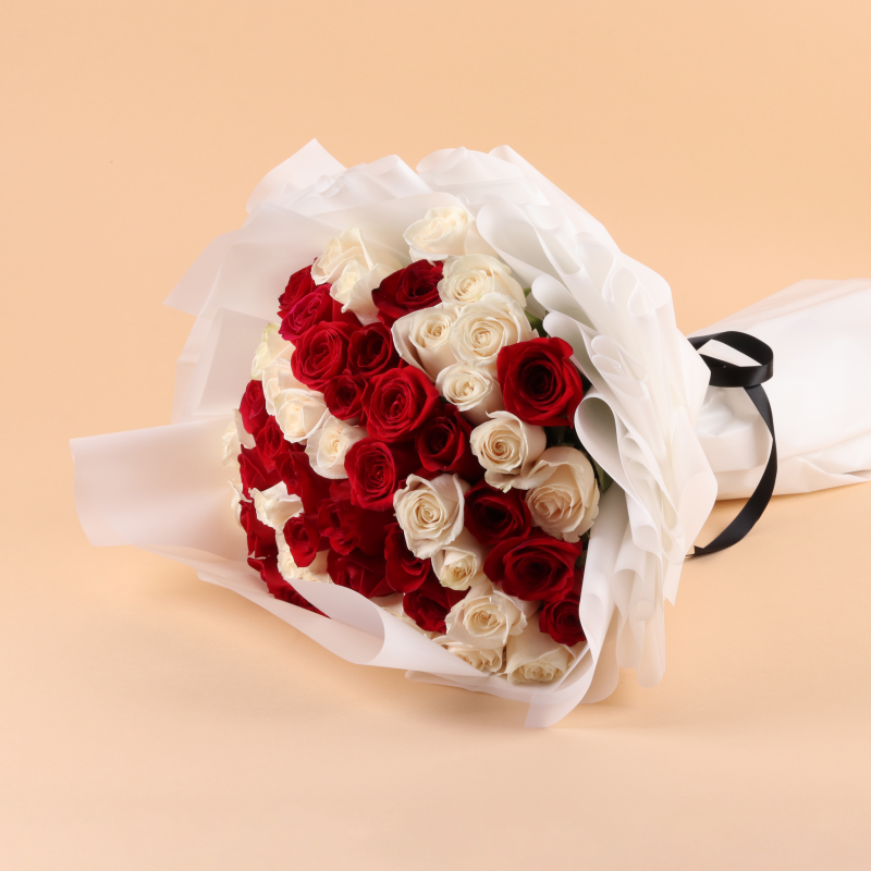 ed and White Roses Bouquet