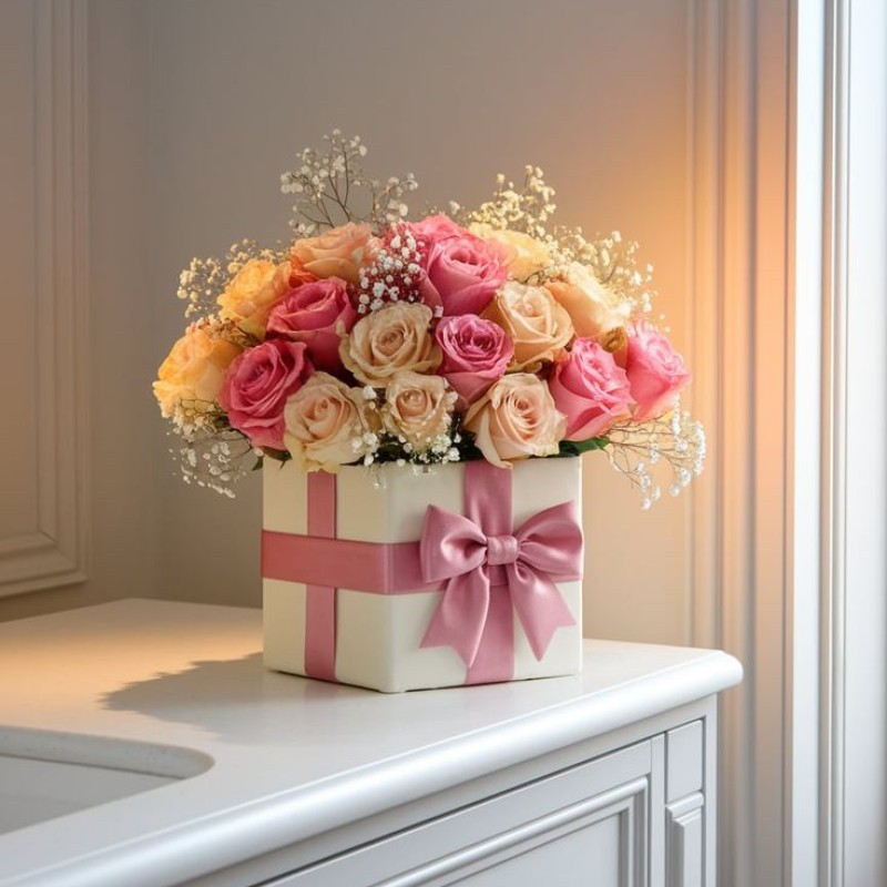 Rose Gift Box Arrangement