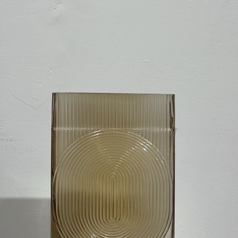 Amber Ribbed Oval Glass Vase