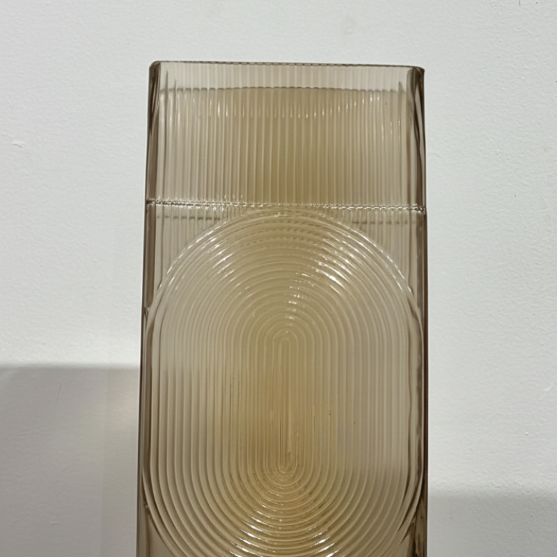 Amber Ribbed Oval Accent Vase