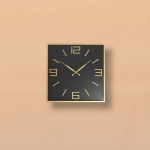 Gold & Black Square Wall Clock