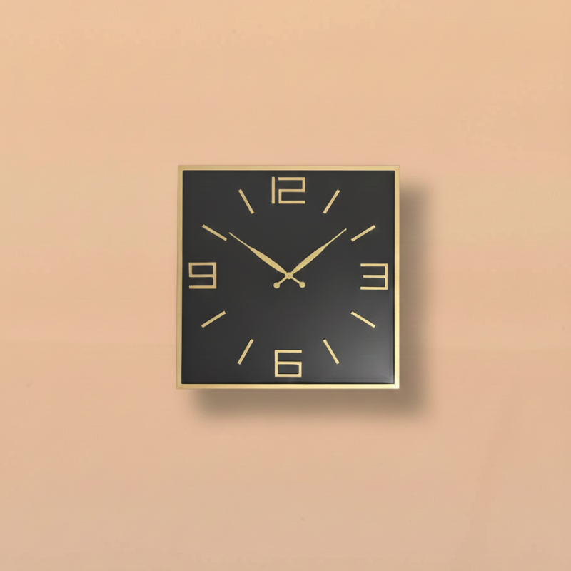 Gold & Black Square Wall Clock