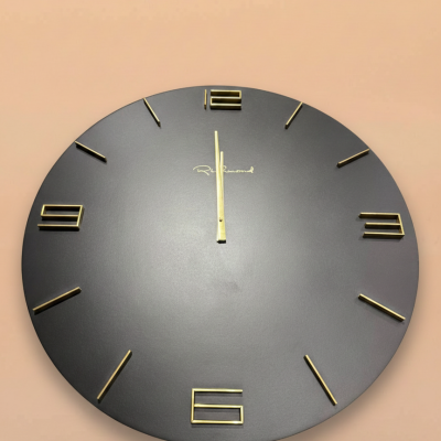 Minimalist Black &amp; Gold Wall Clock