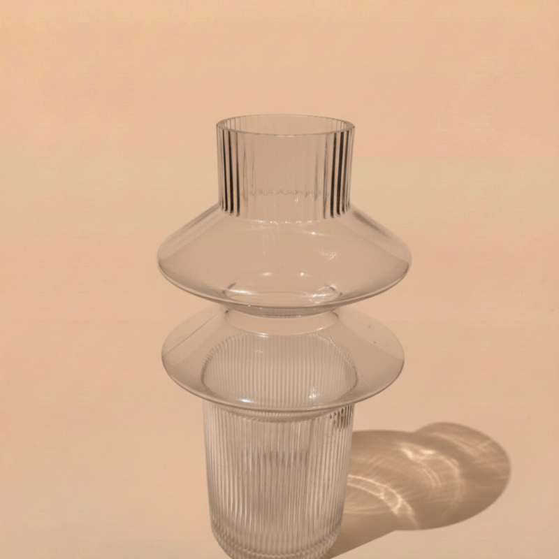 Ribbed Glass Vase Duo