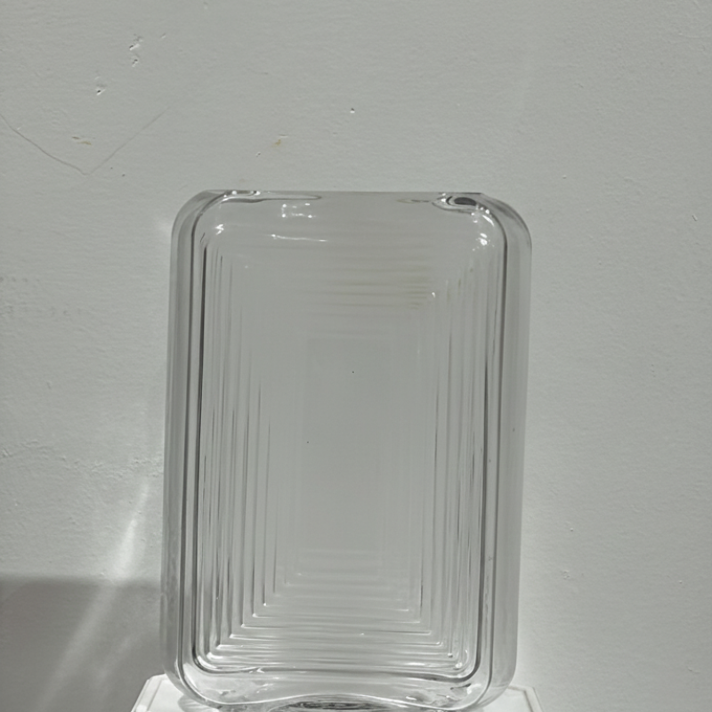 Clear Ribbed Rectangular Vase