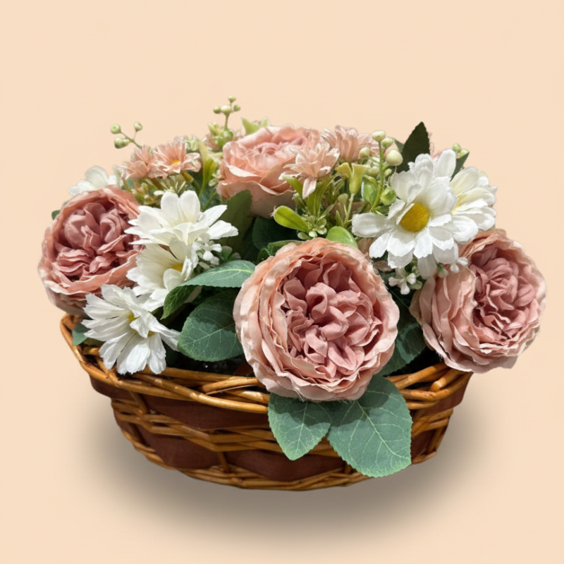 Rustic Blush Rose Basket