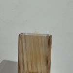 Amber Ribbed Oval Vase