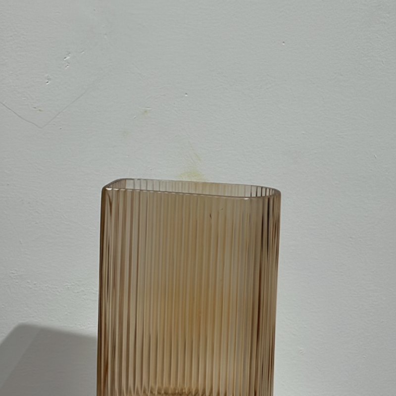 Amber Ribbed Oval Vase