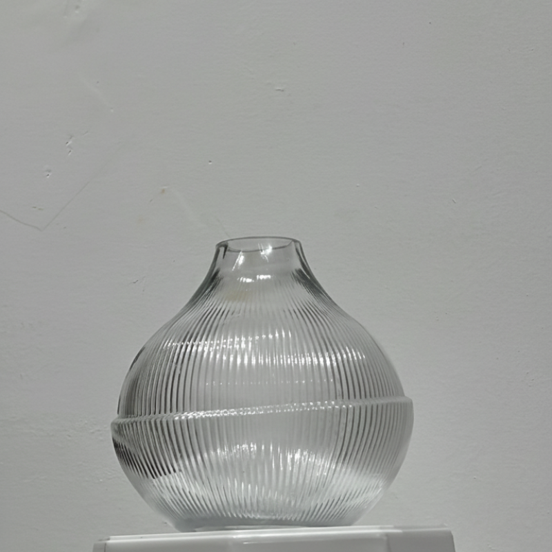 Ribbed Clear Glass Vase