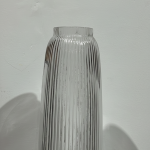 Clear Vertical Ribbed Barrel Vase