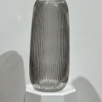 Smoky Grey Ribbed Vase