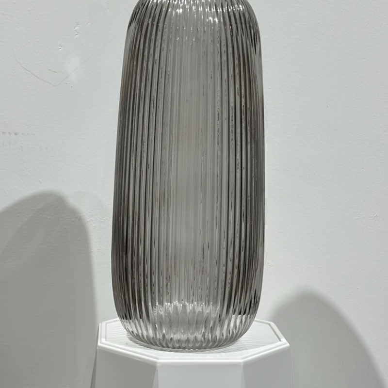 Smoky Grey Ribbed Vase