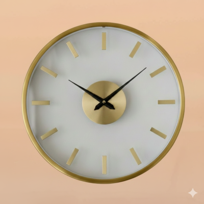 Minimalist Gold &amp; White Wall Clock