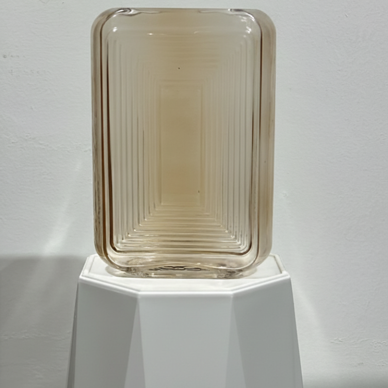 Amber Gradient Ribbed Vase