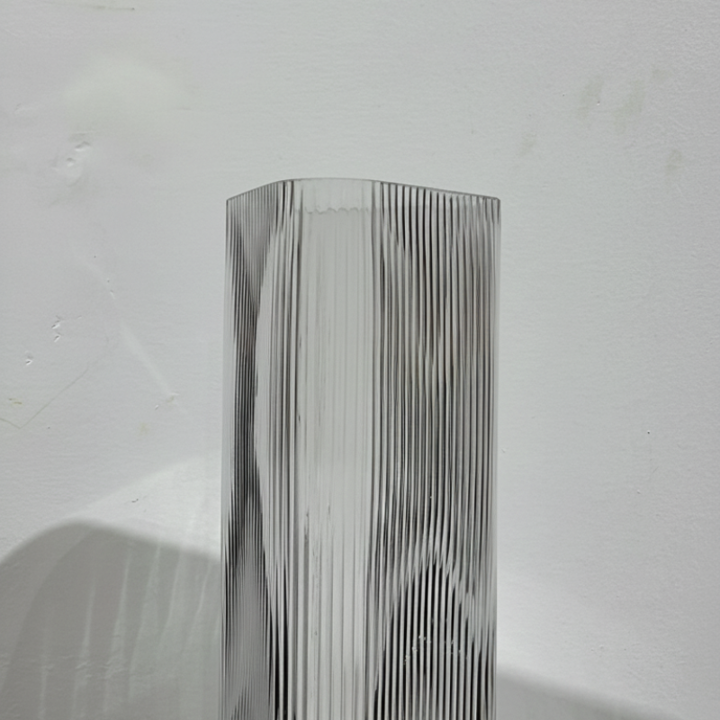Clear Ribbed Cylinder Glass Vase