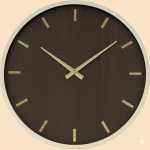 Modern Walnut &amp; Gold Minimalist Wall Clock