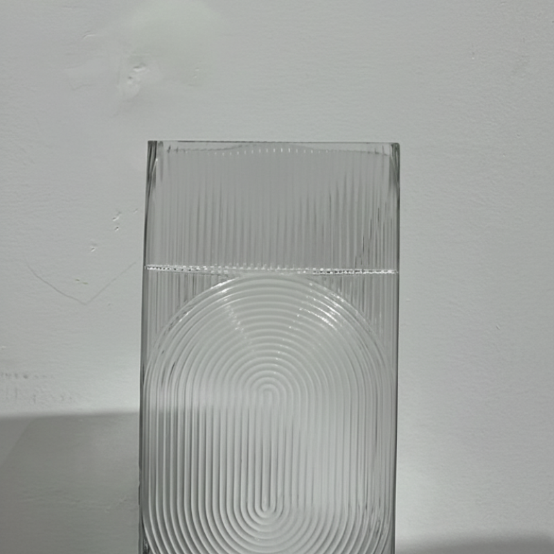 Ribbed Oval Glass Vase
