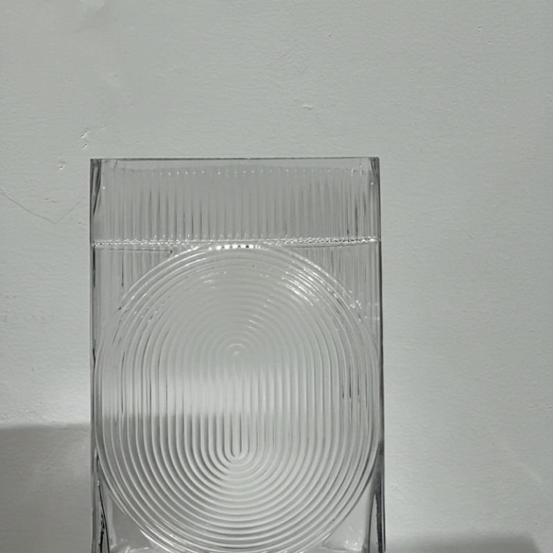Clear Ribbed Oval Glass Vase