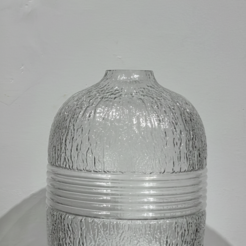Textured Glass Vase with Smooth Bands