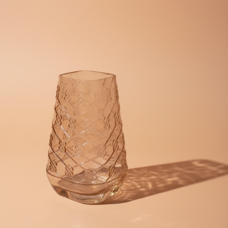 Trellis Etched Glass Vase