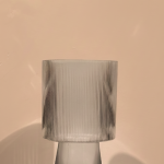 Ribbed Clear Glass Pedestal Vase