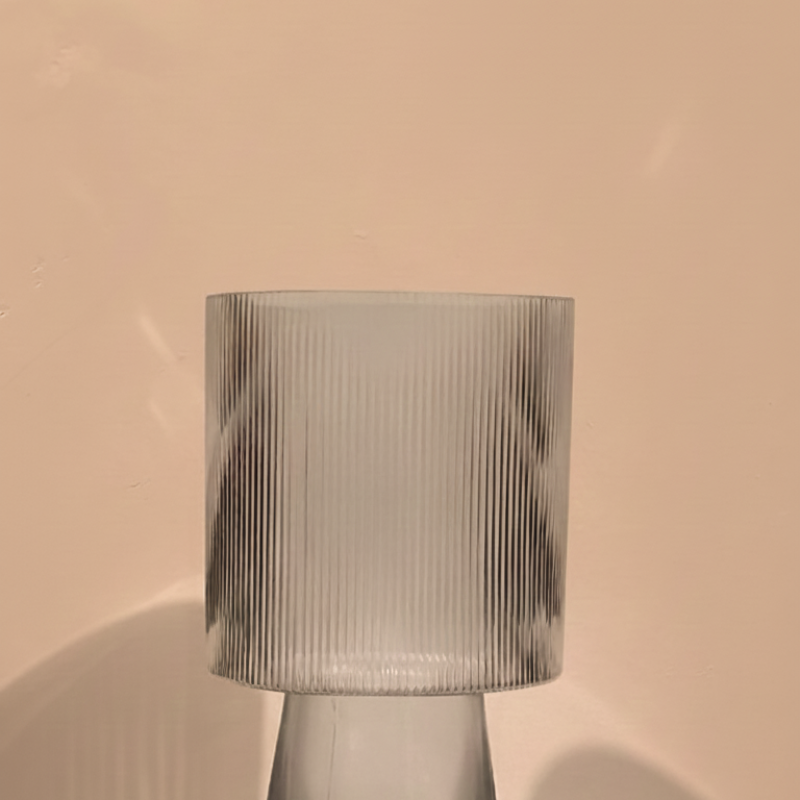 Ribbed Clear Glass Pedestal Vase
