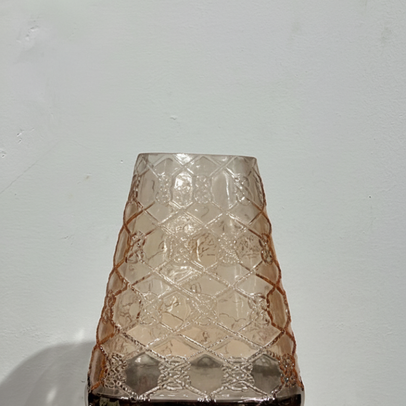 Amber Honeycomb Glass Vase