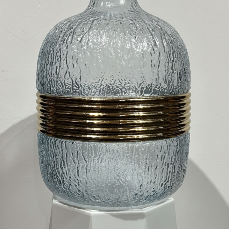 Textured Glass Vase with Gold Bands