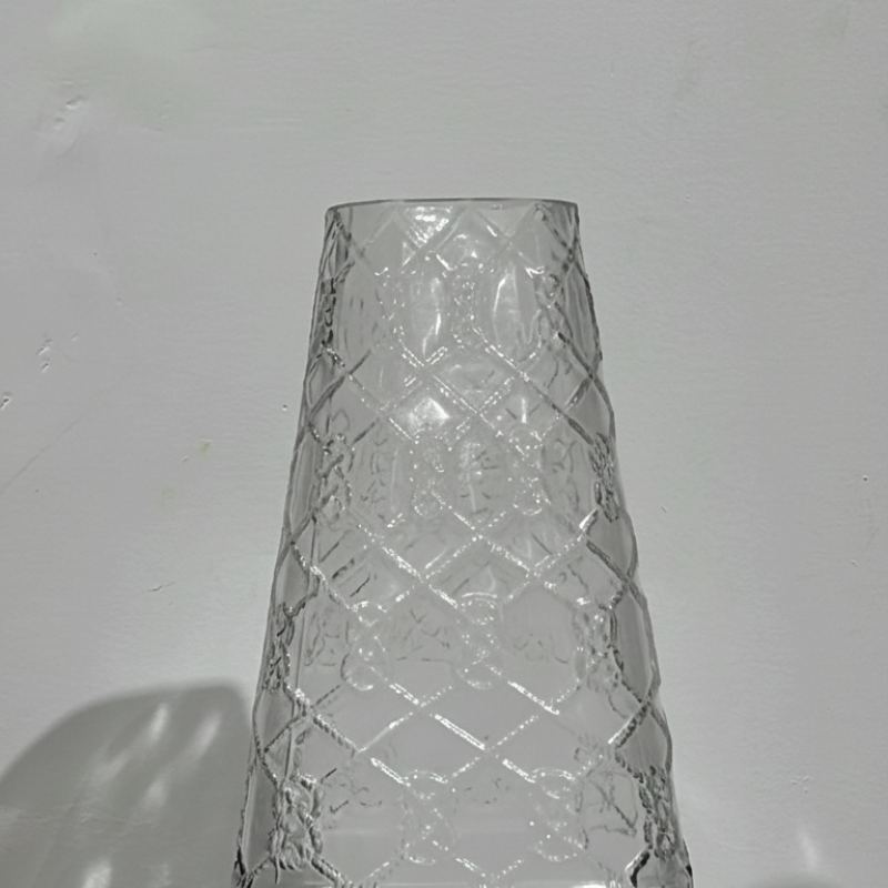 Smoky Diamond-Textured Taper Vase