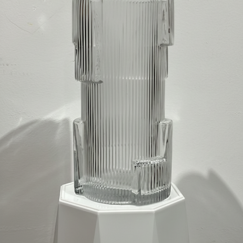 Modern Ribbed Glass Vase