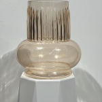 Amber Ribbed-Neck Bulb Vase
