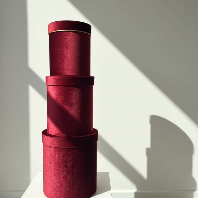 Burgundy Velvet Hatbox Set