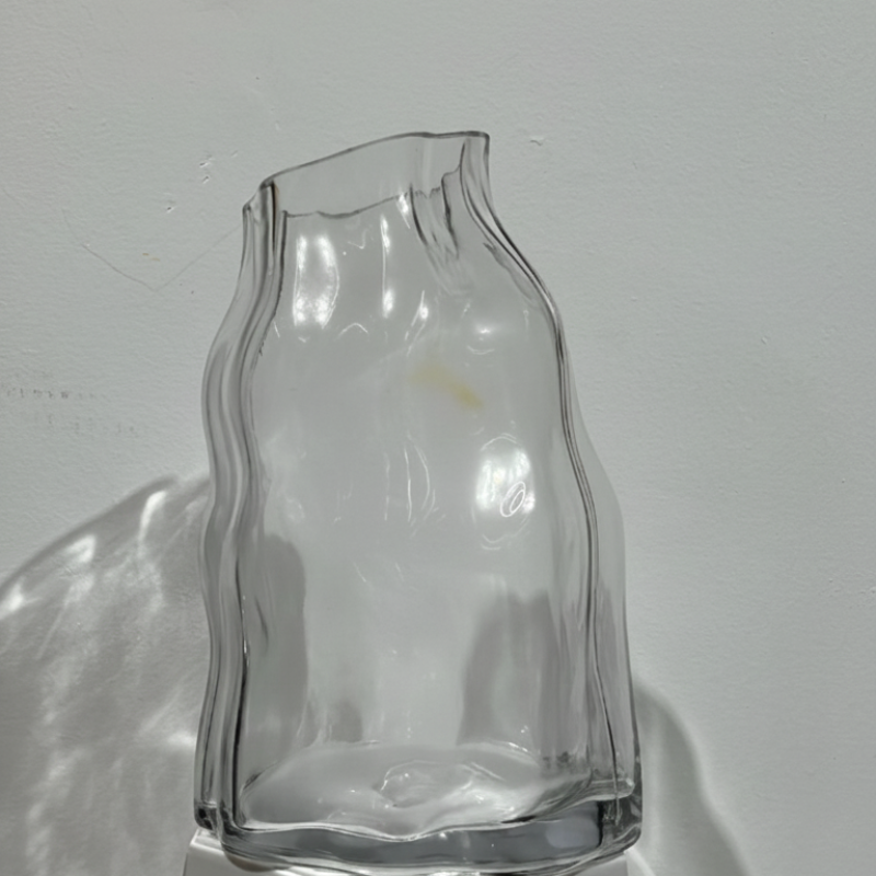 Wavy Irregular Clear Glass Vase