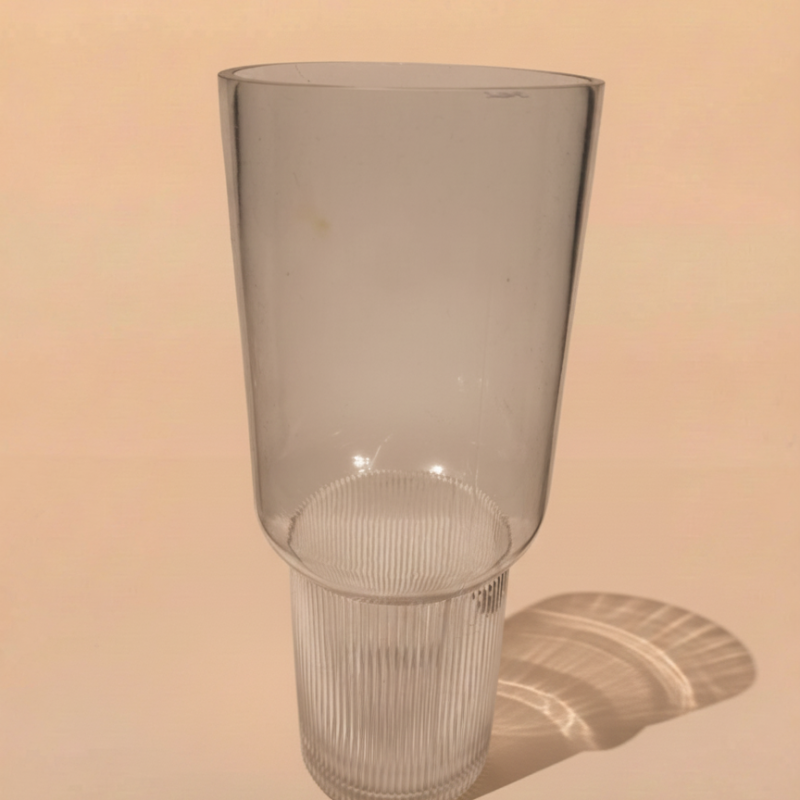 Smoke Ribbed Glass Vase