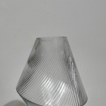 Clear Diagonal Ribbed Cone Vase