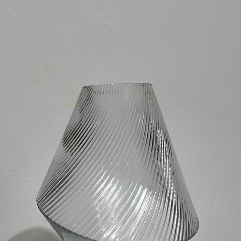 Clear Diagonal Ribbed Cone Vase