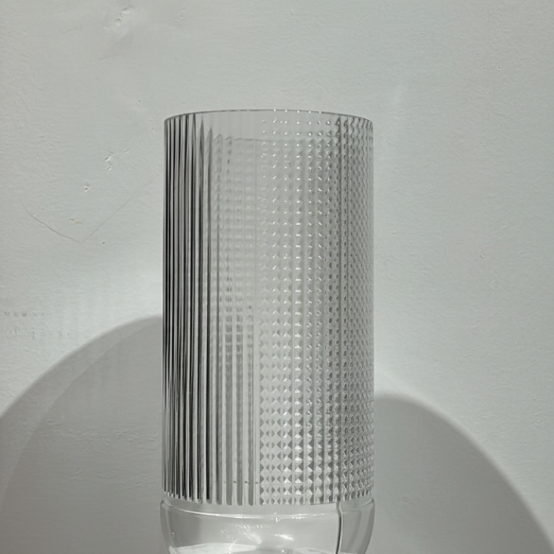 Diamond-Striped Glass Vase