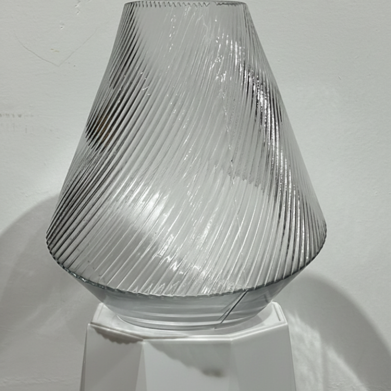 Clear Swirl Ribbed Cone Vase