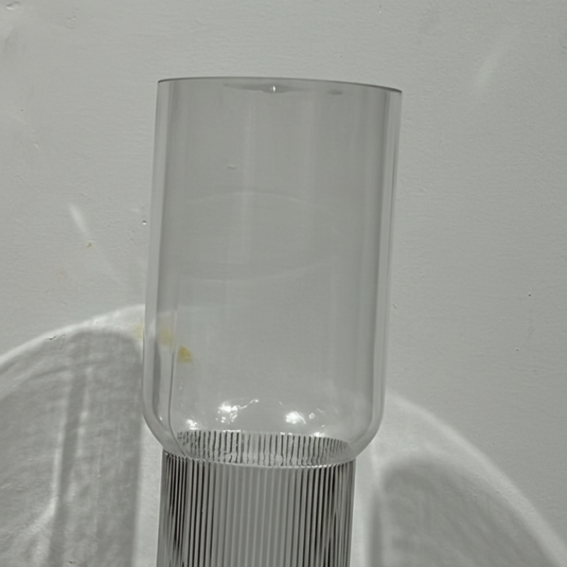 Clear Ribbed Base Cylinder Vase