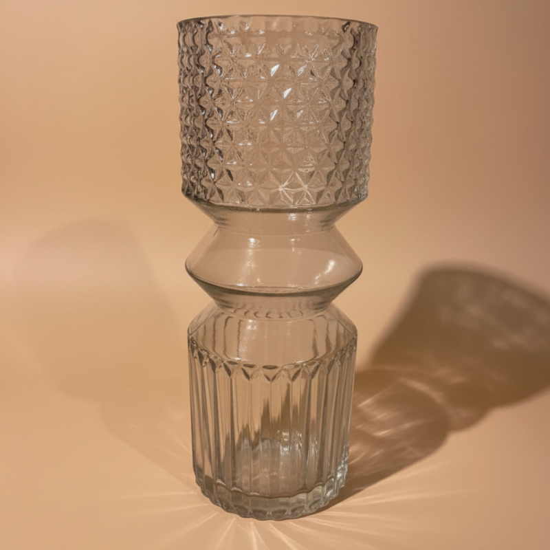 Geometric Textured Hourglass Vase