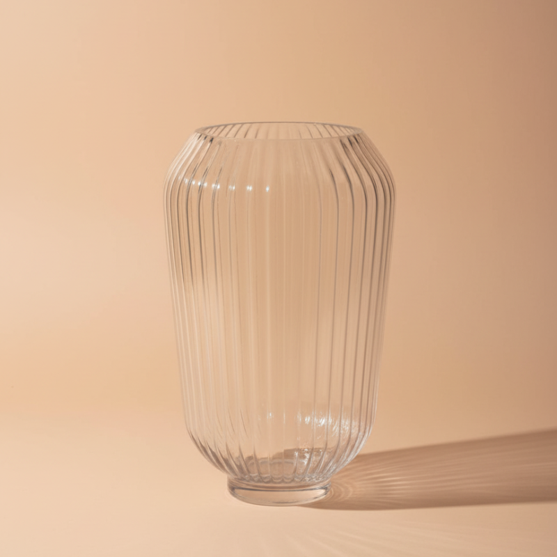 Fluted Clear Glass Vase