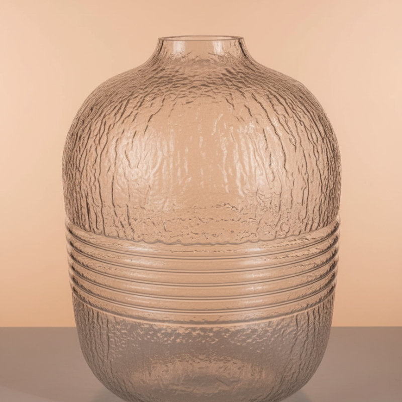 Textured Amber Ripple Vase