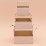 Elegant Beige Linen &amp; Acrylic 3-Tier Transparent Gift Tower